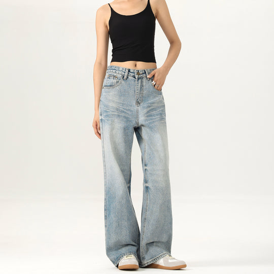 Damen Relaxed Straight-to-Flare Jeans im Vintage-Look mit extra langer Saumkante Nord Taschen