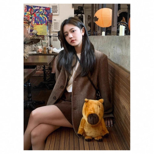 Damen Plüsch-Capybara-Umhängetasche mit Kuscheltier-Design Nord Taschen