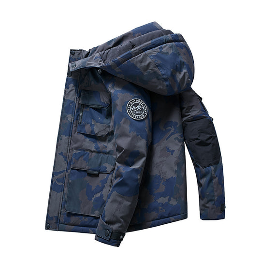 Herren Isolierter Field-Parka mit Kapuze, Mehrfach-Utility-Taschen und winddichter Shell Nord Taschen