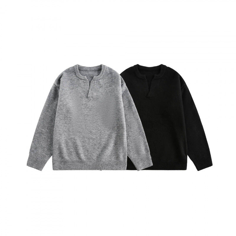 Unisex Boxy-Feinstrickpullover mit halber Henley‑Öffnung, Rundhals und gerippten Abschlüssen Nord Taschen