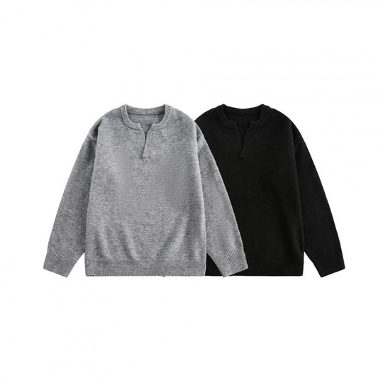 Unisex Boxy-Feinstrickpullover mit halber Henley‑Öffnung, Rundhals und gerippten Abschlüssen Nord Taschen