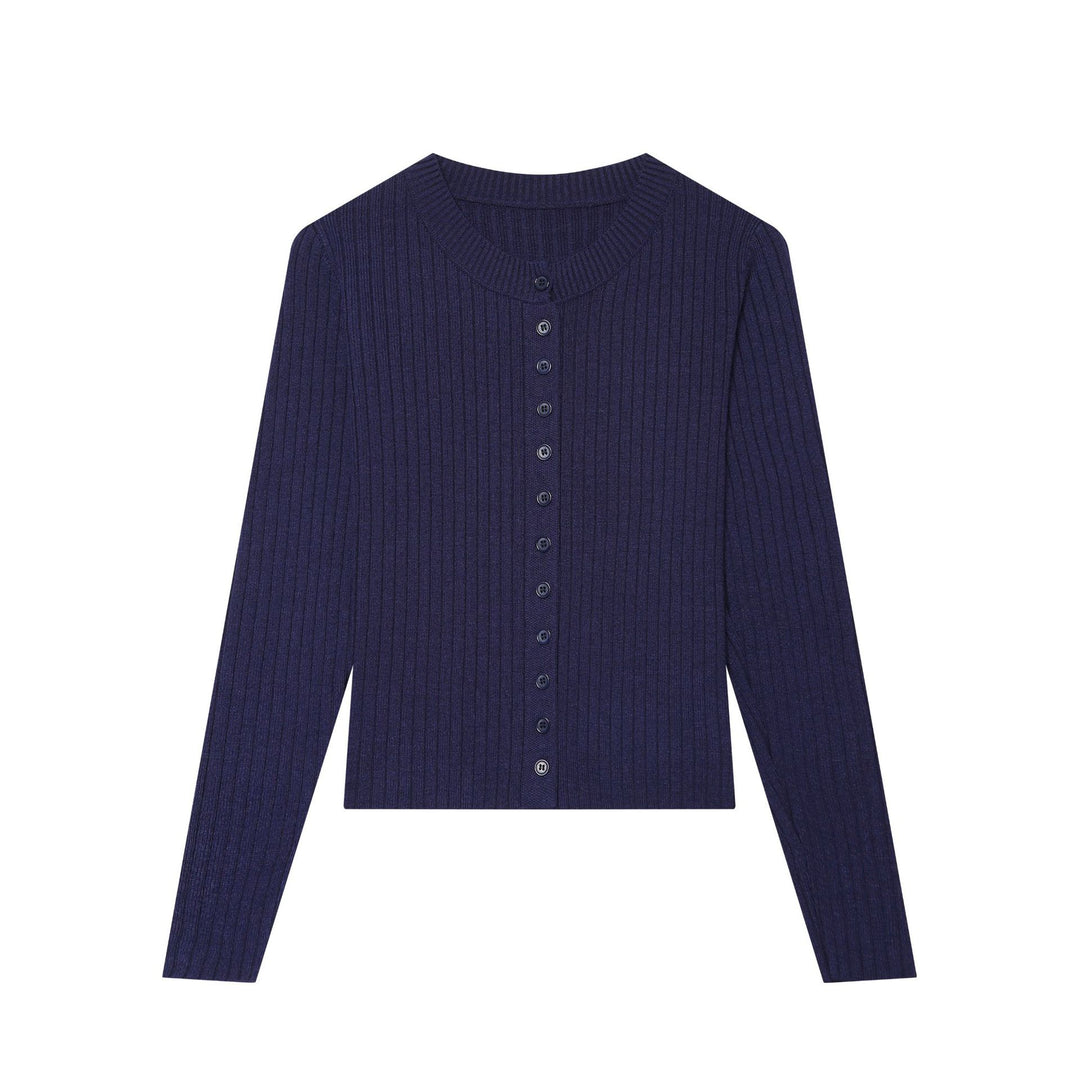 Damen Feinstrick‑Cardigan mit Rippstruktur und durchgehender Knopfleiste Nord Taschen