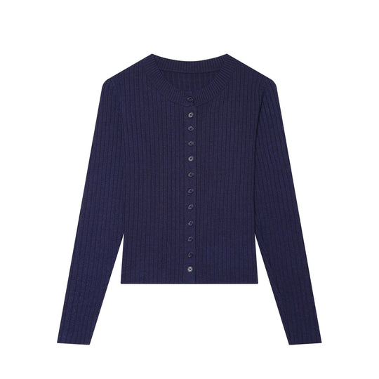 Damen Feinstrick‑Cardigan mit Rippstruktur und durchgehender Knopfleiste Nord Taschen