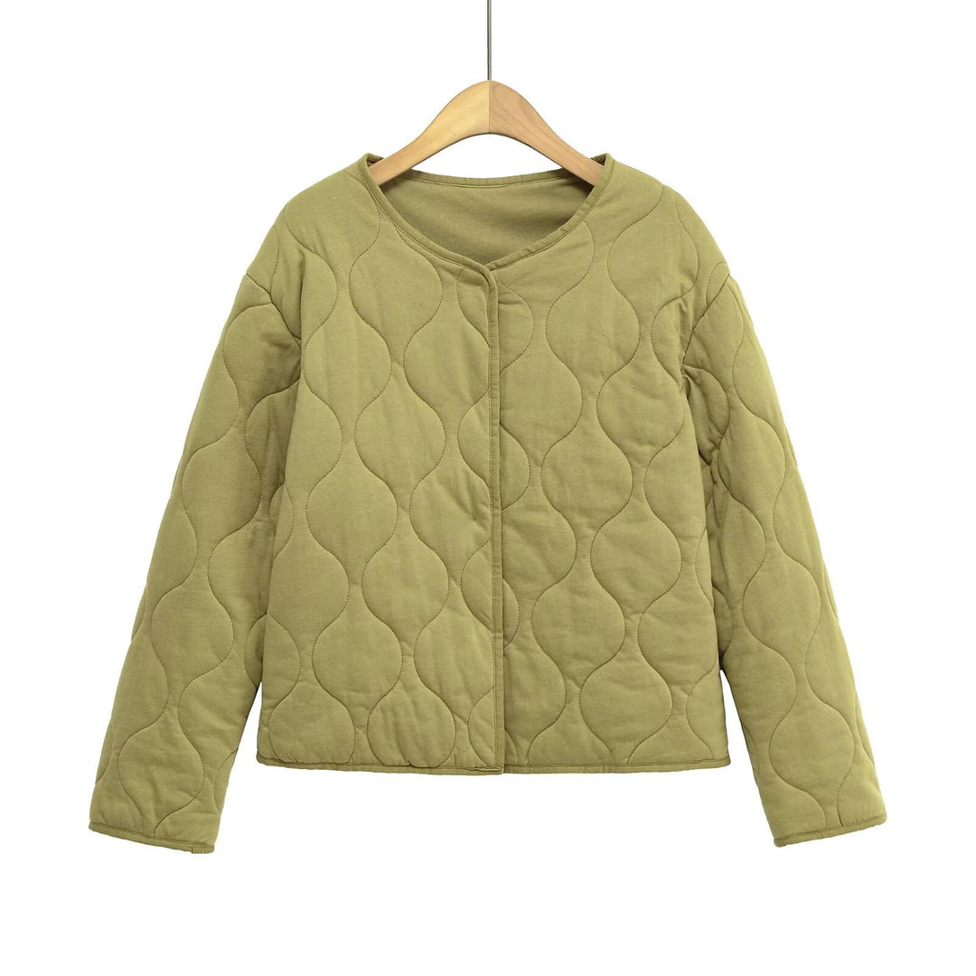 Damen Steppjacke ohne Kragen mit kastiger Silhouette und tonaler Wellensteppung Nord Taschen