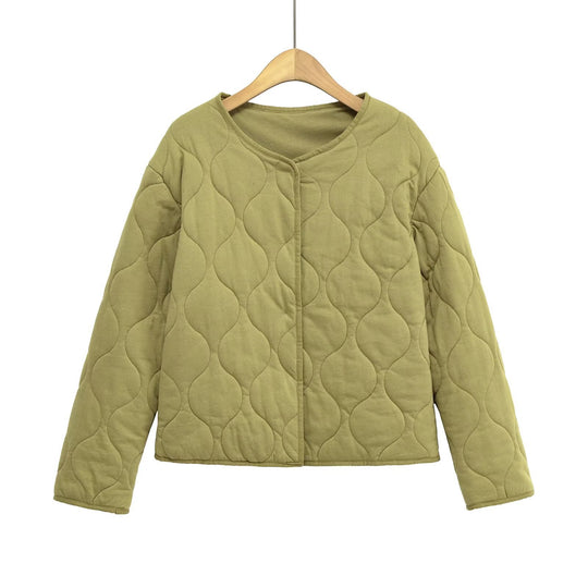 Damen Steppjacke ohne Kragen mit kastiger Silhouette und tonaler Wellensteppung Nord Taschen