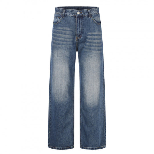 Damen Highwaist-Jeans mit weitem Bein und Vintage-Waschung Nord Taschen