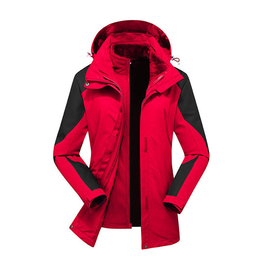Damen zweilagige Softshelljacke mit herausnehmbarer Teddyfleece-Innenjacke und verstellbarer Kapuze Nord Taschen