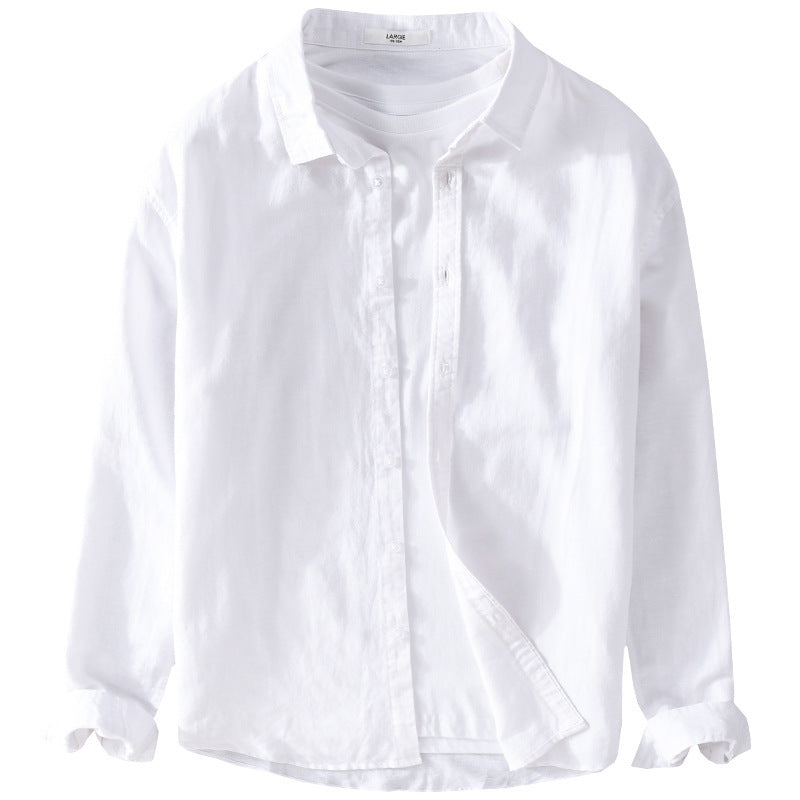 Herren Leinenmix-Layering-Overshirt mit Kentkragen, gerundetem Saum und Soft‑Touch Nord Taschen