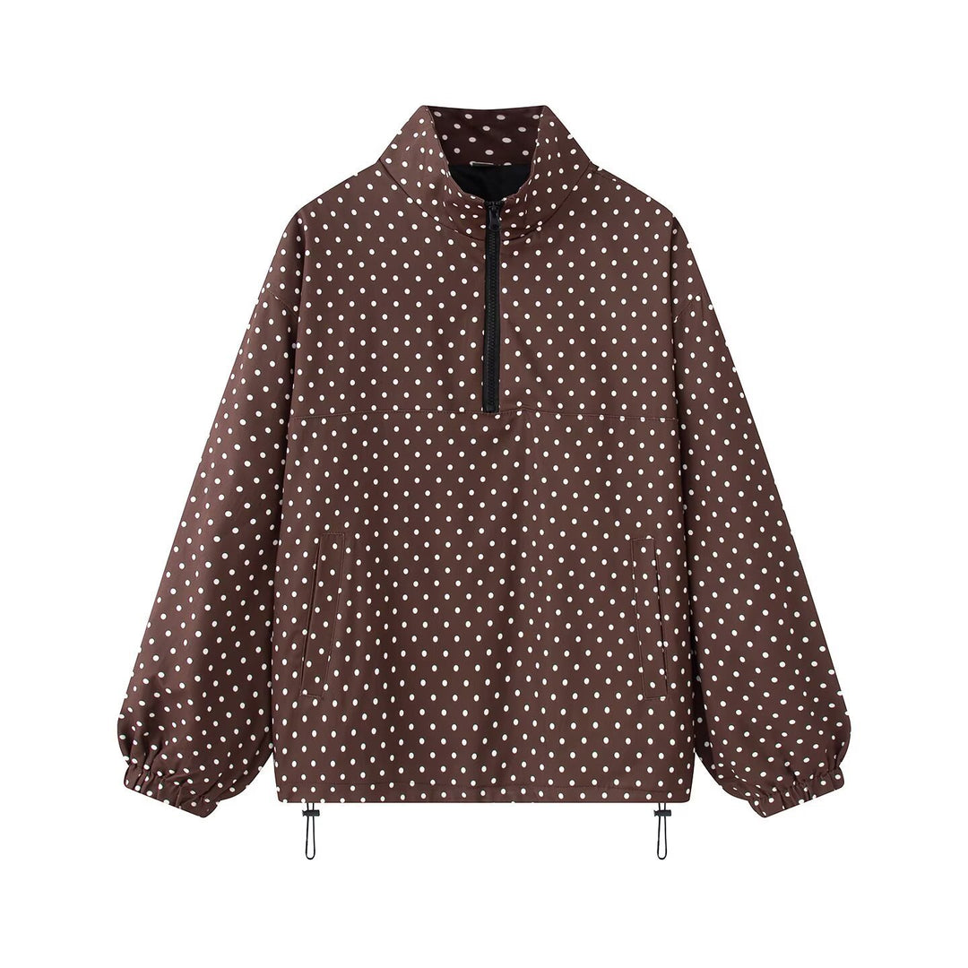 Damen Oversize Regenanorak mit Halbzip, Kängurutasche und Tunnelzugsaum Nord Taschen