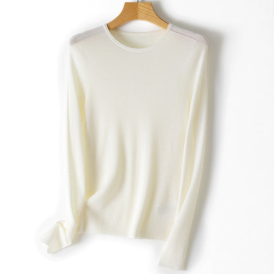 Damen Feiner Feinstrickpullover mit Rundhalsausschnitt und figurnaher Silhouette Nord Taschen