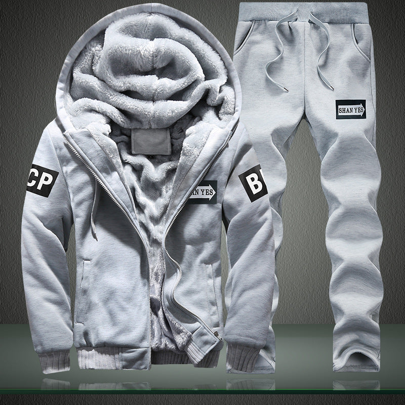 Herren warmes zweiteiliges Trainingsset mit Teddyfutter, Kapuzenjacke und Kordel-Jogginghose Nord Taschen