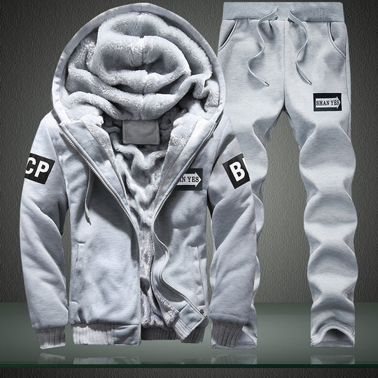 Herren warmes zweiteiliges Trainingsset mit Teddyfutter, Kapuzenjacke und Kordel-Jogginghose Nord Taschen