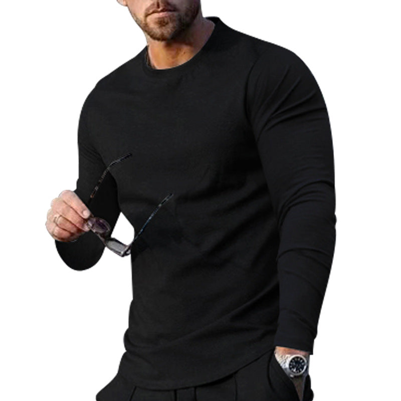 Herren hochwertiges Langarmshirt mit stylishem Rundhalsund und weicher Baumwollmischung