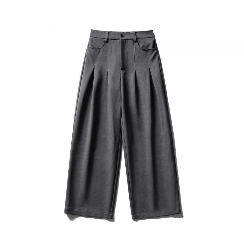 Damen Weite Highwaist-Hose mit Kellerfalten, Gürtelschlaufen und Cropped-Bein Nord Taschen