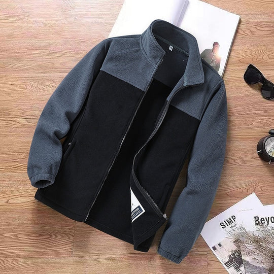 Herren Zweifarbige Fleece-Übergangsjacke mit Stehkragen, Reißverschluss & Eingrifftaschen Nord Taschen