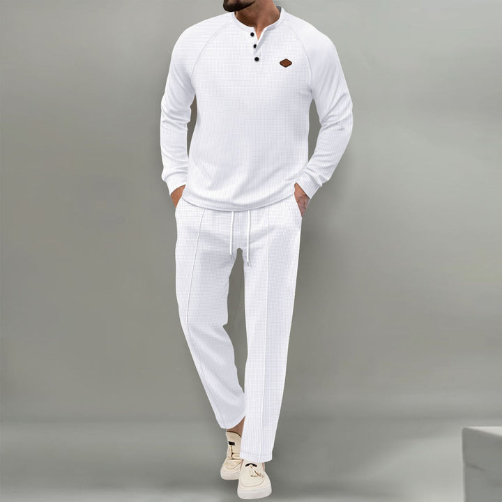 Herren hochwertiger Freizeitanzug mit Knopfleiste und eleganten Taschen