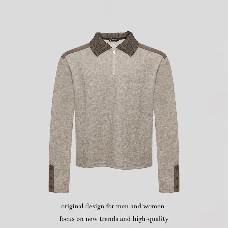 Damen Langarm-Poloshirt mit Halbzip, Kontrastschultern und Knopfmanschetten Nord Taschen