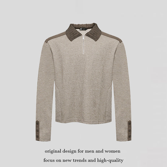 Damen Langarm-Poloshirt mit Halbzip, Kontrastschultern und Knopfmanschetten Nord Taschen