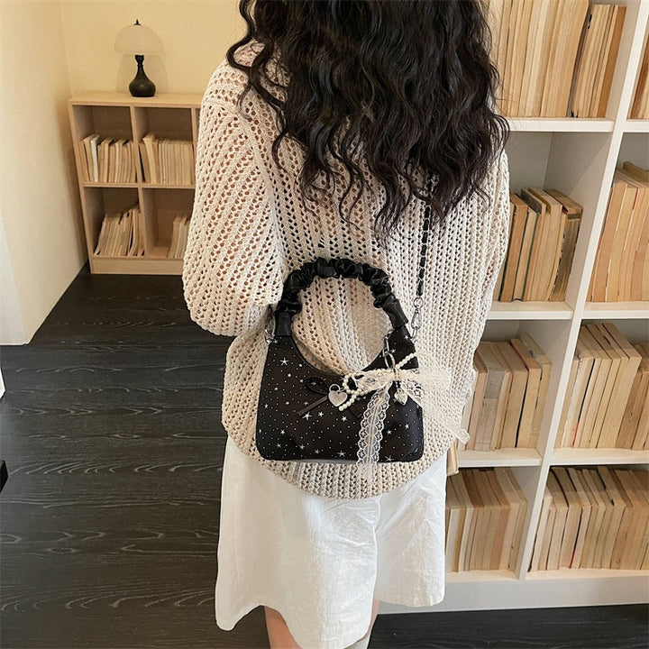 Damen Handtasche mit dekorativem Schleifen- und Perlendesign Nord Taschen