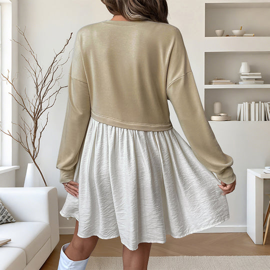 Damen Lässiges Sweatshirt‑Minikleid im Babydoll‑Lagenlook mit fließendem Rockteil Nord Taschen
