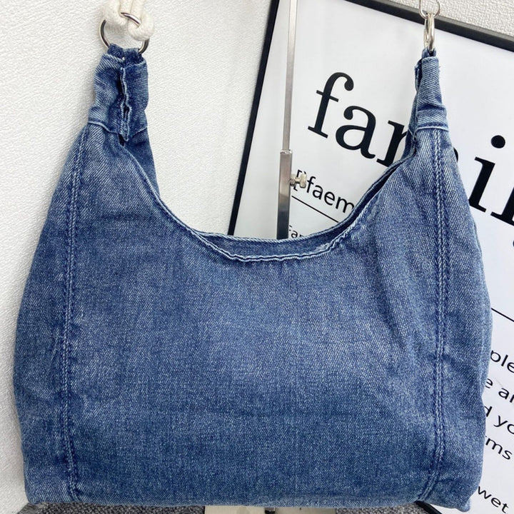 Damen Hobo-Tasche aus strukturiertem Denim mit robustem Ledergriff Nord Taschen