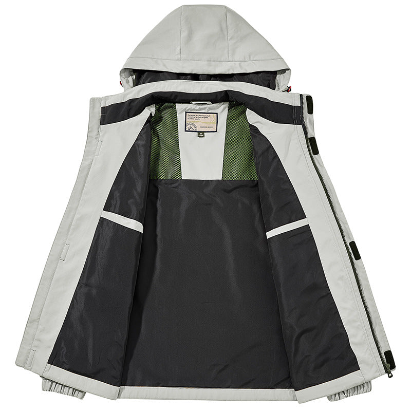 Herren Leichte Multifunktions-Outdoor-Windjacke mit Kapuze und Ärmel‑Tasche Nord Taschen