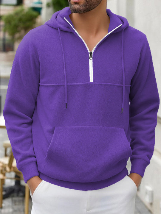 Herren Fleece-Halbzip-Hoodie mit Kängurutasche, halbem Reißverschluss und Kapuze Nord Taschen