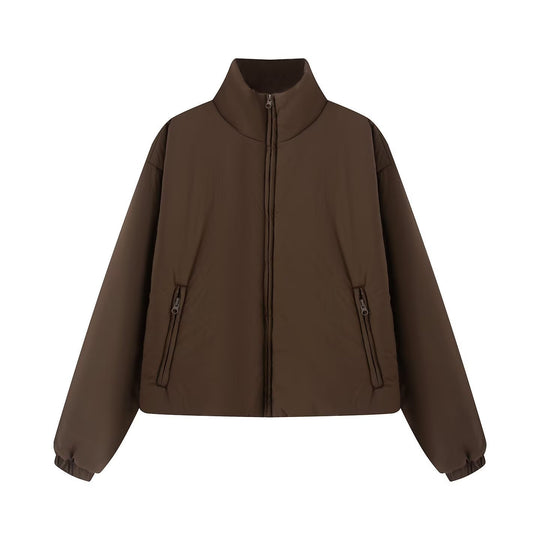 Damen Kurze gesteppte Steppjacke mit Stehkragen und elastischen Bündchen Nord Taschen