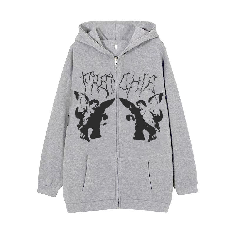 Damen nan Kapuzenjacke mit durchgehendem Reißverschluss und Rippenherz-Print Nord Taschen