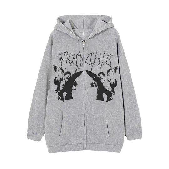 Damen nan Kapuzenjacke mit durchgehendem Reißverschluss und Rippenherz-Print Nord Taschen