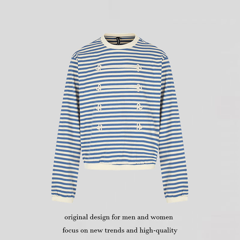 Damen Gestreiftes Sweatshirt mit maritimen Knotenapplikationen Nord Taschen