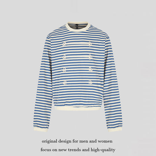 Damen Gestreiftes Sweatshirt mit maritimen Knotenapplikationen Nord Taschen