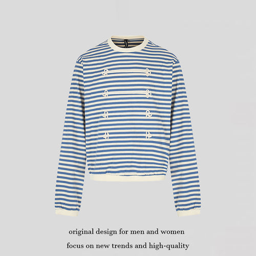 Damen Gestreiftes Sweatshirt mit maritimen Knotenapplikationen Nord Taschen