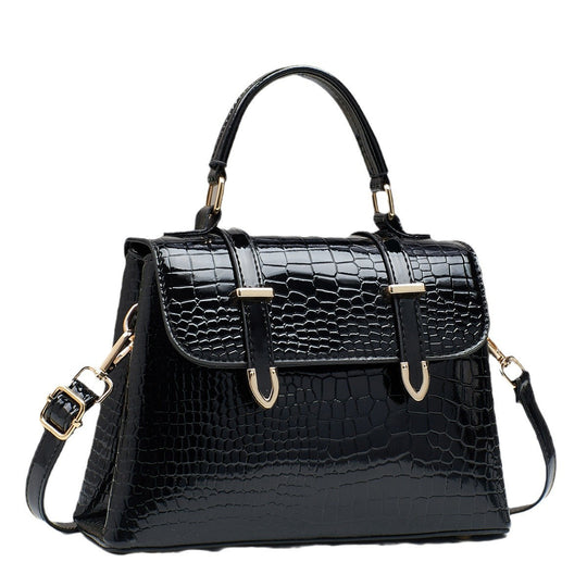 Damen Handtasche mit elegantem Krokodil-Leder-Muster und verstellbarem Schulterriemen Nord Taschen