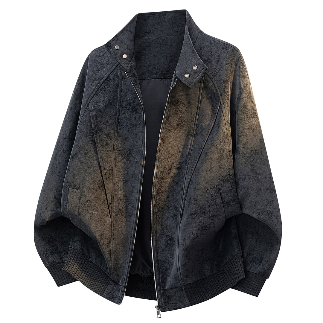 Damen Oversize Velours-Optik Bomberjacke mit Stehkragen, Druckknopfblende & Rippsaum Nord Taschen