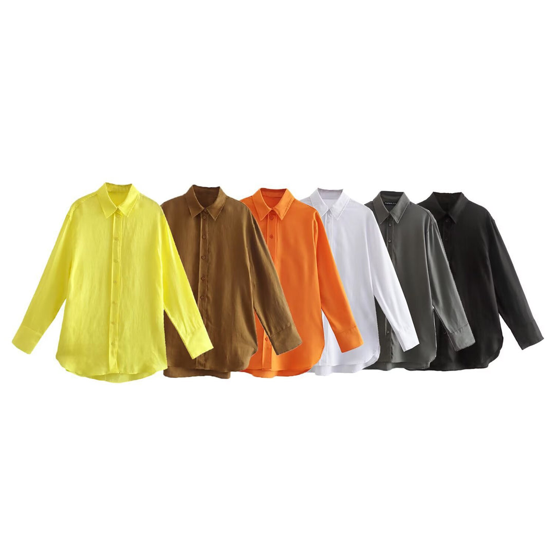 Damen Oversize-Hemdbluse mit verlängertem Rückenteil, kastigem Schnitt und durchgehender Knopfleiste Nord Taschen