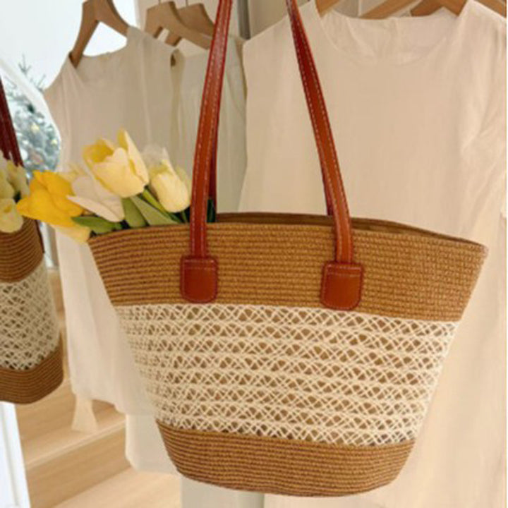Damen Strandtasche mit hochwertigem geflochtenem Design und robusten Ledergriffen Nord Taschen