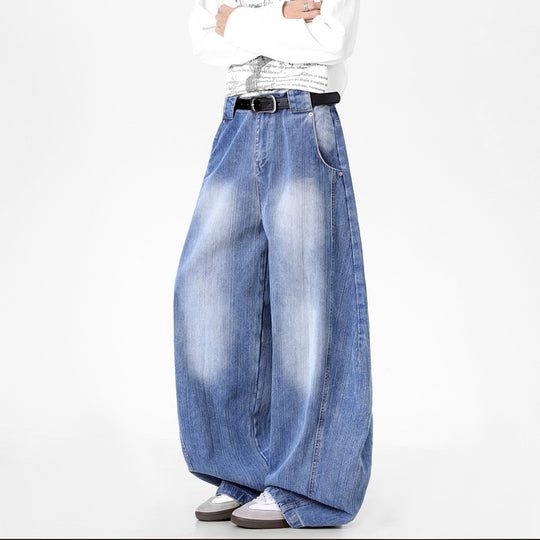 Herren Extraweite Baggy-Jeans mit extrem weitem Bein, tiefem Schritt & markanter Used-Waschung Nord Taschen
