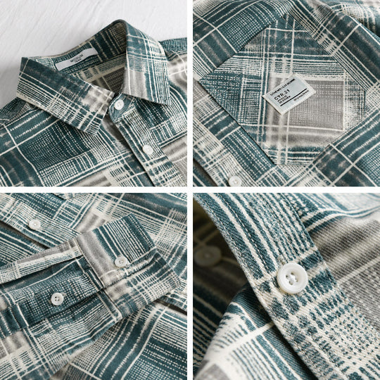 Herren Kariertes Hemdjacken-Overshirt aus Baumwollmix mit texturierter Webstruktur und Brusttasche Nord Taschen