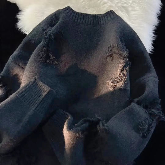 Damen Grobstrickpullover mit Fransen Nord Taschen