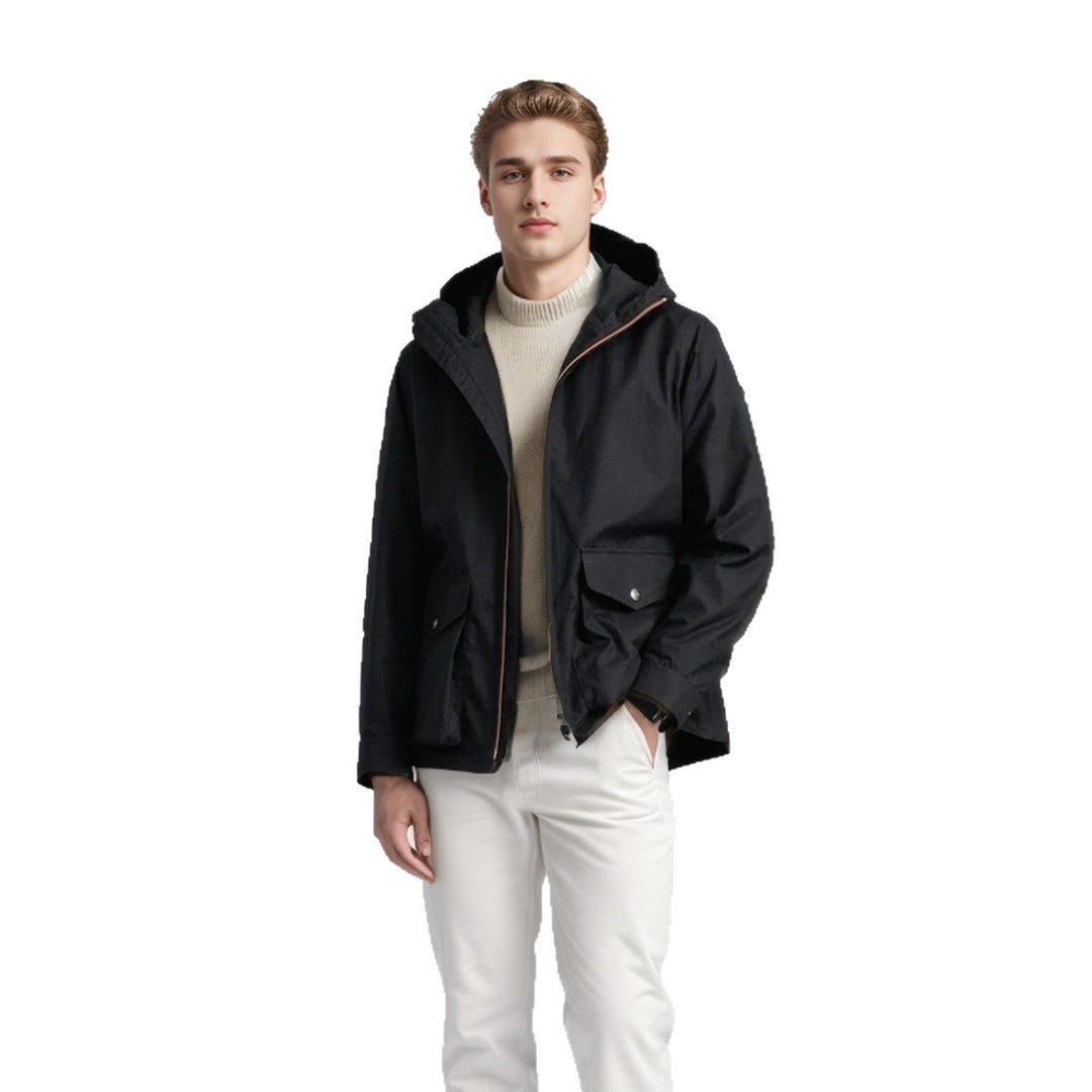 Herren Leichte Kapuzenjacke im urbanen Minimalstil mit Zwei-Wege-Reißverschluss und Pattentaschen Nord Taschen