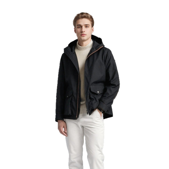 Herren Leichte Kapuzenjacke im urbanen Minimalstil mit Zwei-Wege-Reißverschluss und Pattentaschen Nord Taschen