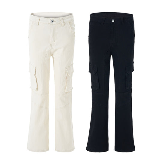 Damen Cargo-Palazzo-Jeans mit seitlichen Pattentaschen und Paneelnähten Nord Taschen