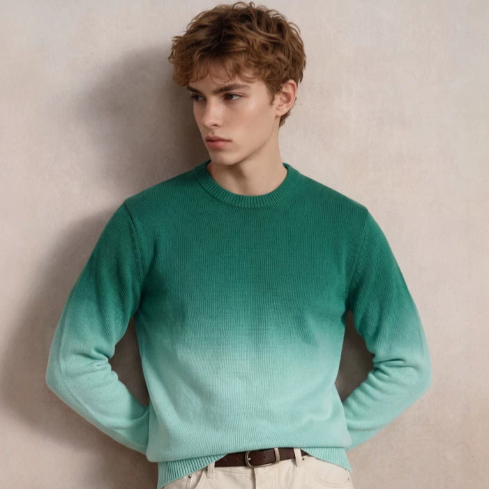 Herren Feinstrick-Pullover mit Dip-Dye-Effekt und Rundhalsausschnitt Nord Taschen