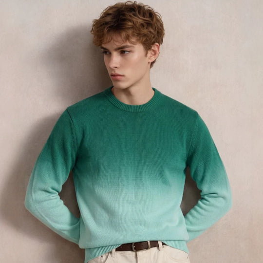 Herren Feinstrick-Pullover mit Dip-Dye-Effekt und Rundhalsausschnitt Nord Taschen