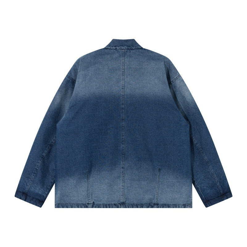 Unisex Jeans-Kimonojacke mit Bindegürtel und gemusterter Futterung Nord Taschen