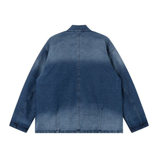 Unisex Jeans-Kimonojacke mit Bindegürtel und gemusterter Futterung Nord Taschen
