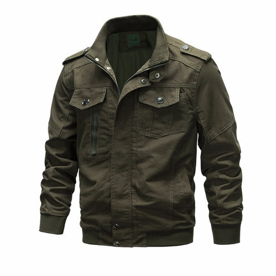 Herren  leichter Baumwoll-Canvas Fliegerjacke mit Schulterklappen, verdecktem Reißverschluss und multifunktionalen Taschen Nord Taschen