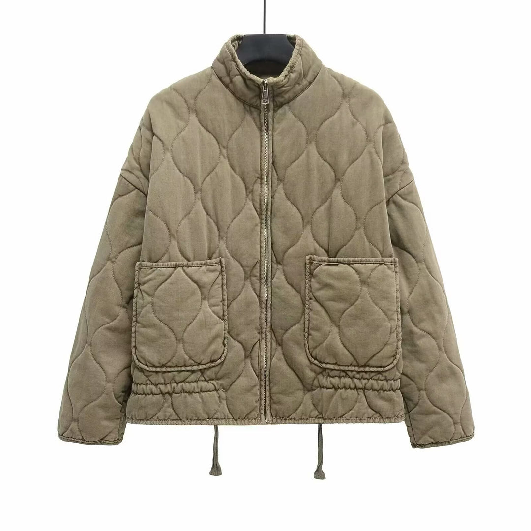 Damen Steppjacke mit Stehkragen, Kissensteppung und Tunnelzug Nord Taschen
