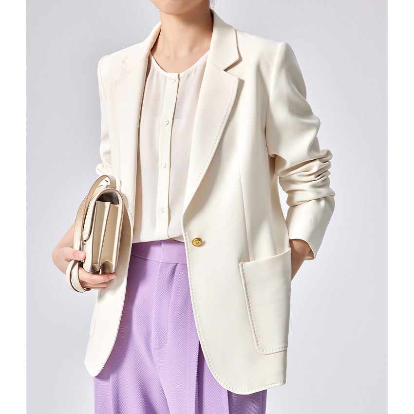 Damen Taillierter Longline-Blazer mit aufgesetzten Taschen, Ein-Knopf-Verschluss und leicht gerafften Ärmeln Nord Taschen
